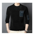 Pull patchwork en tricot lourd pour hommes